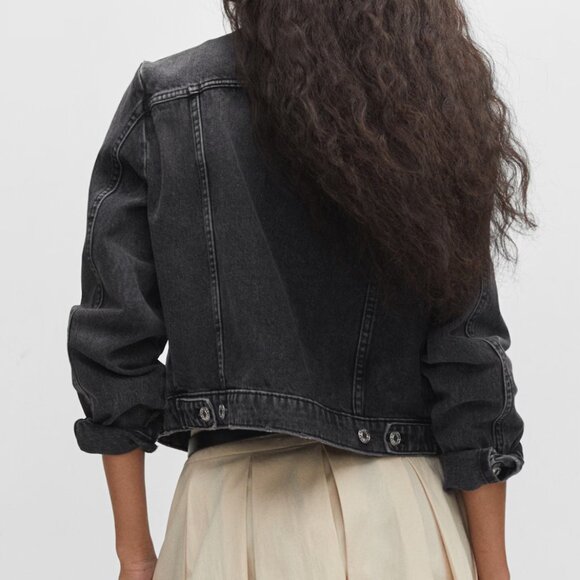 Mango Black Pocketed Denim Jacket/NWT/XXL - Picture 3 of 15